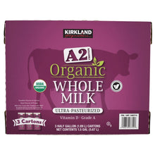 Kirkland Signature Organic A2 Whole Milk, Half Gallon, 3-count