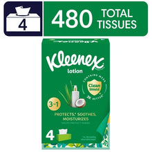 Kleenex Lotion Facial Tissues with Coconut Oil, 4 Flat Boxes, 120 Tissues Per Box, 3-Ply