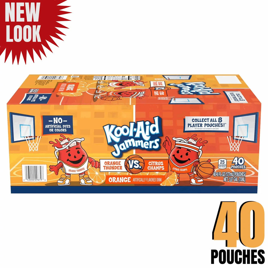 Kool-Aid Jammers Orange Juice Drink Pouches Basketball Edition, 6 fl o ...