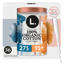 L. Tampons Super/Super Plus Absorbency, Made with Organic Cotton, 36 CT