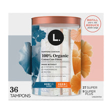 L. Tampons Super/Super Plus Absorbency, Made with Organic Cotton, 36 CT