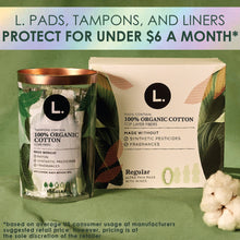 L. Tampons Super/Super Plus Absorbency, Made with Organic Cotton, 36 CT