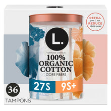 L. Tampons Super/Super Plus Absorbency, Made with Organic Cotton, 36 CT