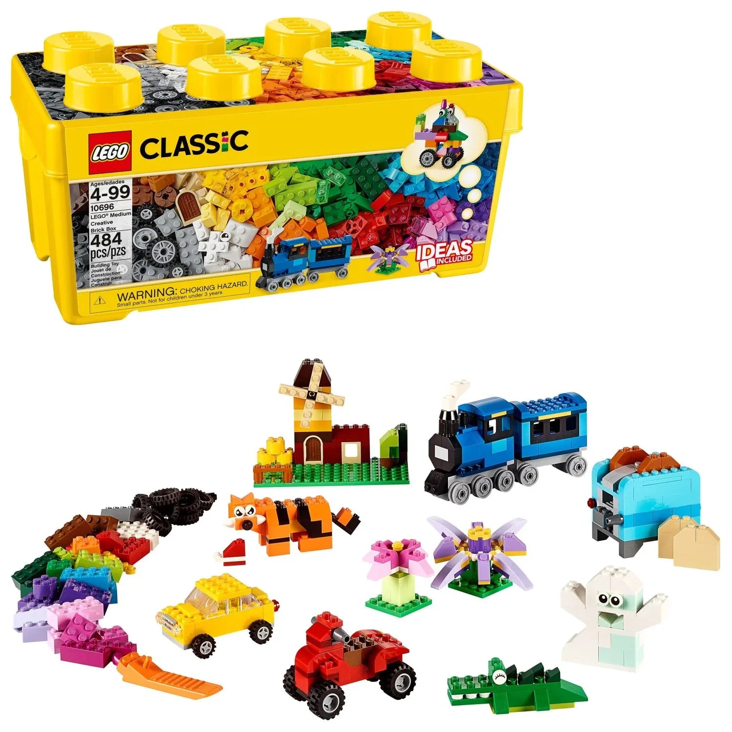 LEGO Classic Medium Creative Brick Box , Toy Set with Train, Car, Tige ...