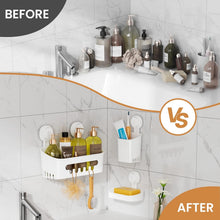 LEVERLOCShowerCaddySuctionCupSetShowerOrganizer_SoapHolder_ToothbrushHolder_BathroomShelfBasketNO-Drilling_RemovableSuctionStorageWaterproofBathroomCaddy1 - Brands For Less USA
