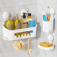 LEVERLOCShowerCaddySuctionCupSetShowerOrganizer_SoapHolder_ToothbrushHolder_BathroomShelfBasketNO-Drilling_RemovableSuctionStorageWaterproofBathroomCaddy - Brands For Less USA