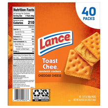 Lance Toast Chee Sandwich Crackers, Cheddar Cheese, 1.41 oz, 40-count
