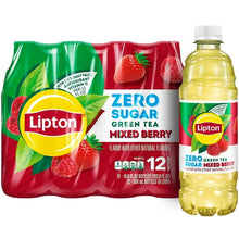 Lipton Green Tea Mixed Berry Zero Sugar Iced Tea, 16.9 fl oz, 12 Pack Bottles