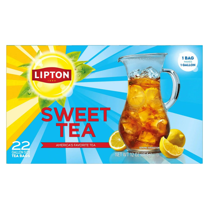 Lipton Iced Southern Sweet Tea, Gallon Size Tea Bags, Black Tea, 22 Co ...