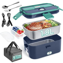 Livhil Electric Lunch Box Food Heater, Portable Food Warmer, Hot Lunch Warmer Heated Lunch Box for Adults, 60W 1.8L 12V-24V 110V Stainless Steel Container Portable Food Heater (Green+Royal Blue) - Brands For Less USA