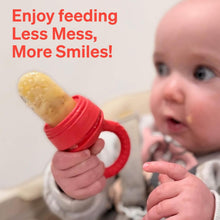 Love Noobs Baby Fruit Feeder, BPA-Free Baby Fruit Feeder & Teether Set, 4 Extra Teats, Red