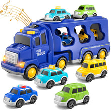 Lucky Doug Small Transport Truck Toys for Toddlers Ages 1-3-5, 5 in 1 Carrier Truck Toys with Light and Sound, Boys Birthday Gift Toys for a 2 3 4 5
