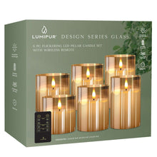 LumiPur 6-piece Flameless LED Candles Design Series Glass with Remote