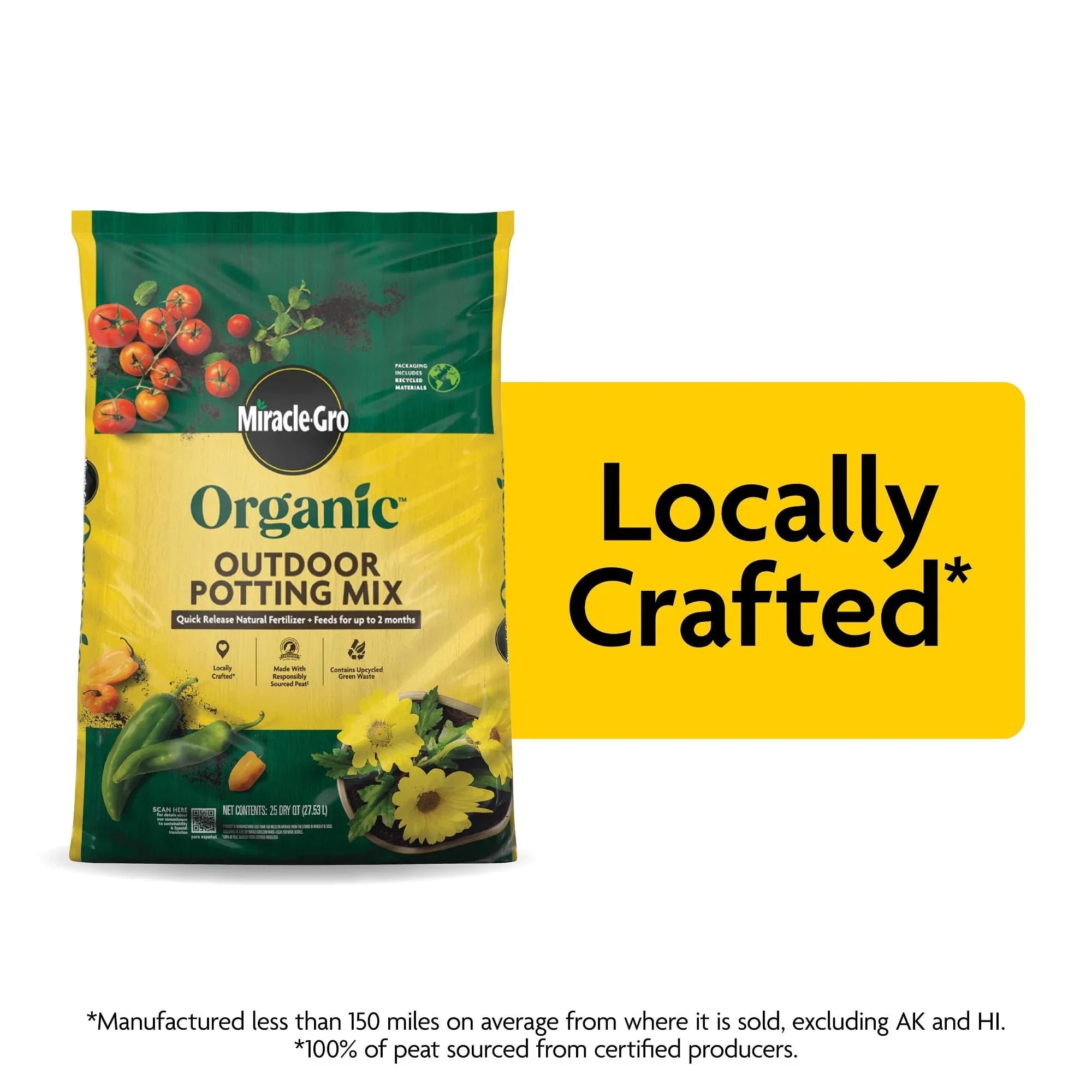 Miracle-Gro Organic Outdoor Potting Mix 25 qt. Soil for Container Plan ...