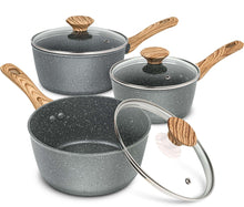 MICHELANGELO Sauce Pan with Lid, Nonstick Saucepans 1.5QT&2QT&3QT, Granite Sauce Pan 3 Piece, Stone Saucepan Set, Small Pot with Lid, Nonstick Sauce Pot Set - Brands For Less USA