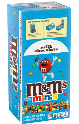 M&M's Milk Chocolate Candy Minis, 1.08 oz, 24-count