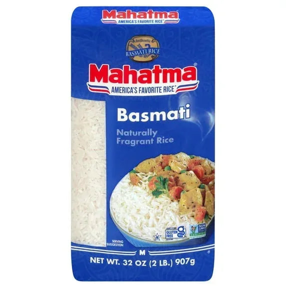 Mahatma Basmati White Rice, Fragrant Extra Long Grain, Gluten Free, 2 ...