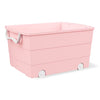 Mainstays Kids Large Pink Plastic Stackable Rolling Toy Storage Basket with Handles