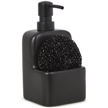 Mainstays Ceramic Kitchen Soap Dispenser with Pump and Sponge Holder, Sink Caddy Organizer for Dish Soap, Sponge and Cleaning Supplies, Black