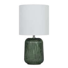 MainstaysGreenGlassTableLampwithWhiteLinenShade_12.75Inch - Brands For Less USA