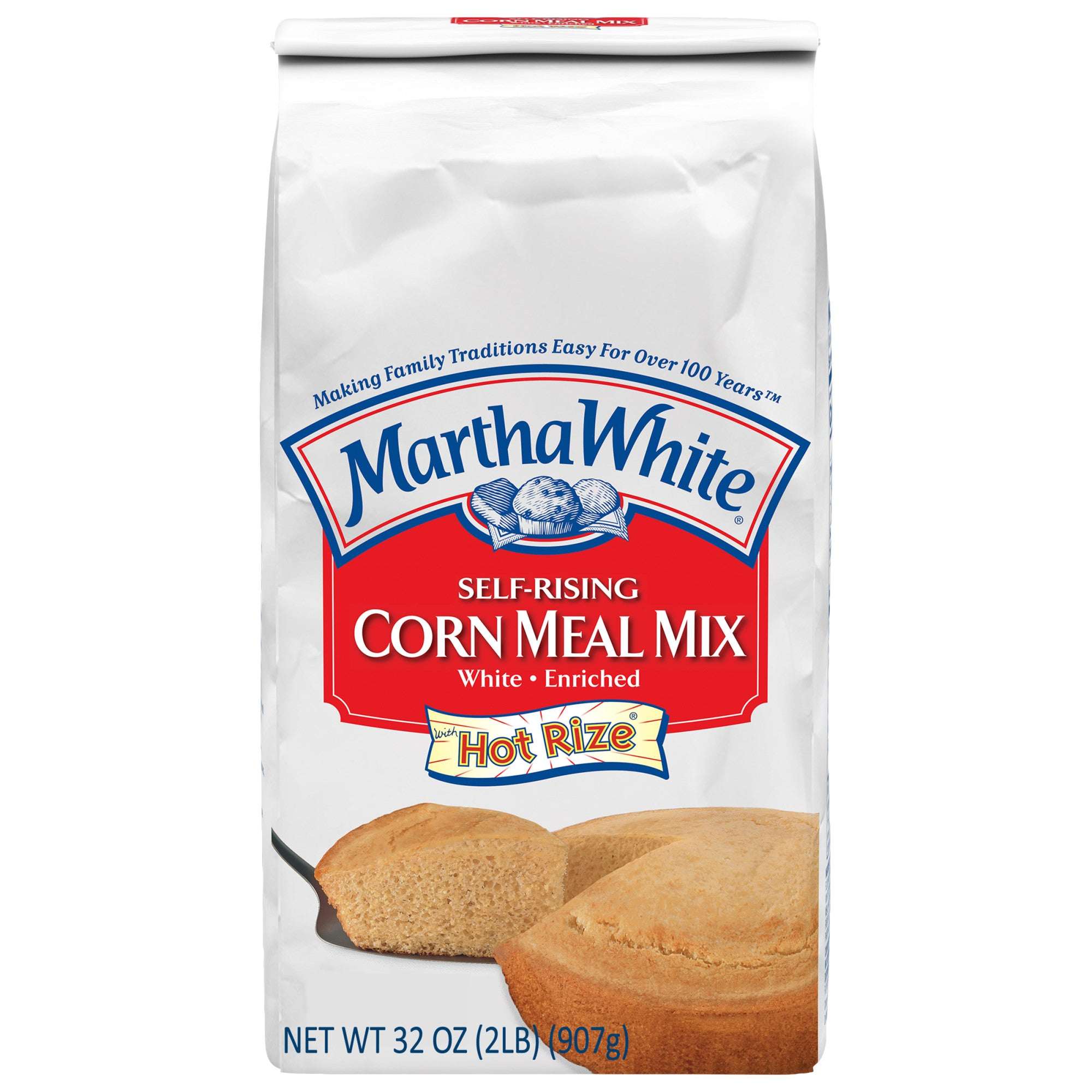 Martha White Self Rising Corn Meal Mix with Hot Rize, 2 Lb Bag– Brands ...