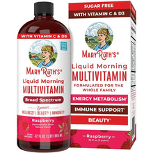 MaryRuth's Morning Multivitamin Liquid, Raspberry, Unisex, 32 Fl Oz, Vegan, Non-GMO, Vitamins C and D