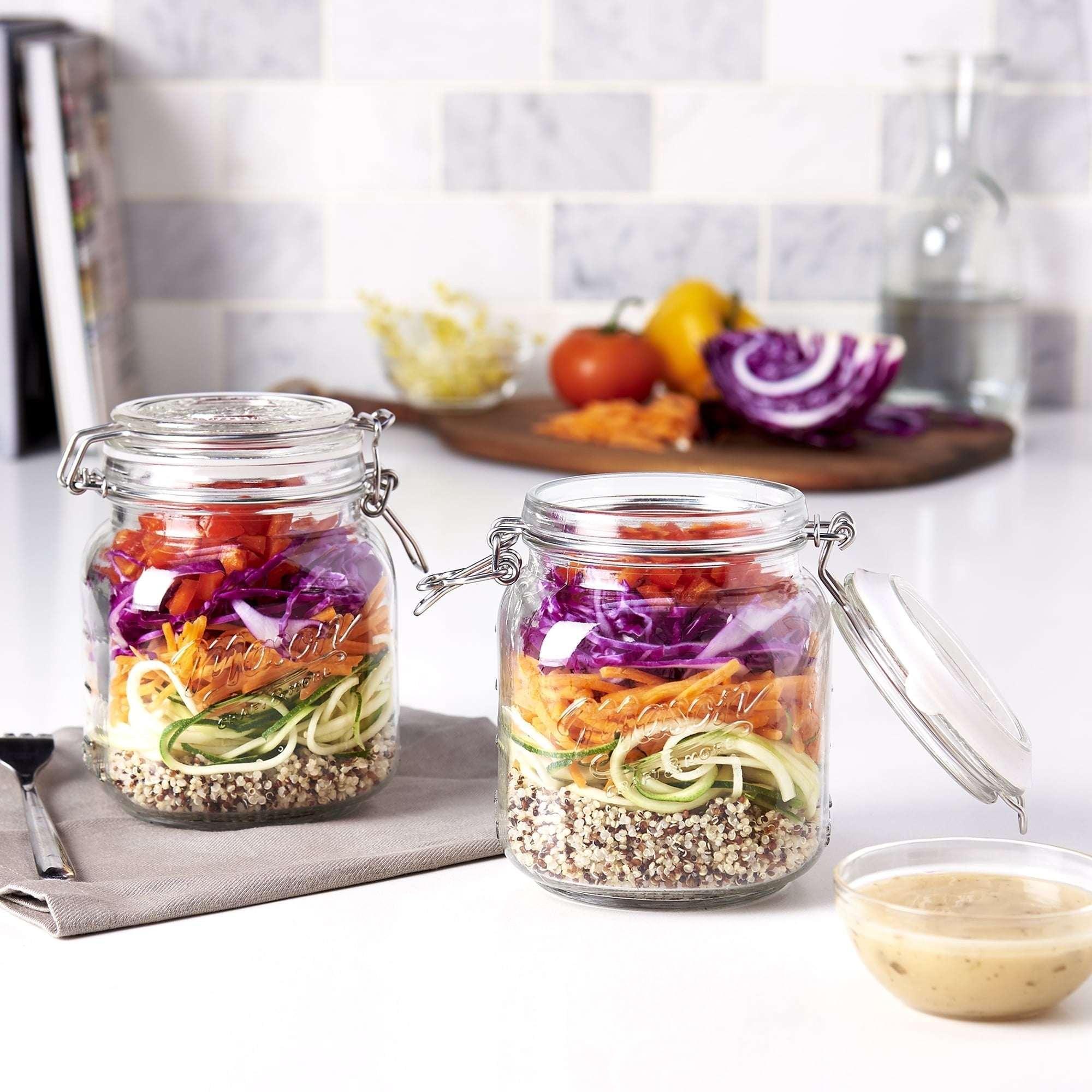 Mason Craft & More Set of 2 Airtight Glass Clamp Jars with Lid, Clear ...