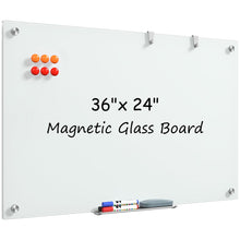 MaxGear 36" x 24" Magnetic Glass Whiteboard, Tempered Glass Dry Erase Board with Markers & Eraser for Office Home
