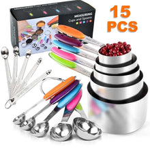 Measuring-Cups-Spoons-Set-15-Heavy-Duty-Stainless-Steel-Kitchen-Measuring-Tool-Colored-Silicone-_6838_1 - Brands For Less USA