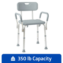 Medline Bath Chair and Shower Chair with Back and Armrests for Elderly, 13.5-In Seat, 350 lb Weight Capacity, Gray - Brands For Less USA