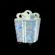Member's Mark 32" Pre-Lit Iridescent Twinkle Tinsel Gift Box Decor