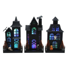 Member's Mark Pre-Lit Metal Halloween Houses, Set of 3