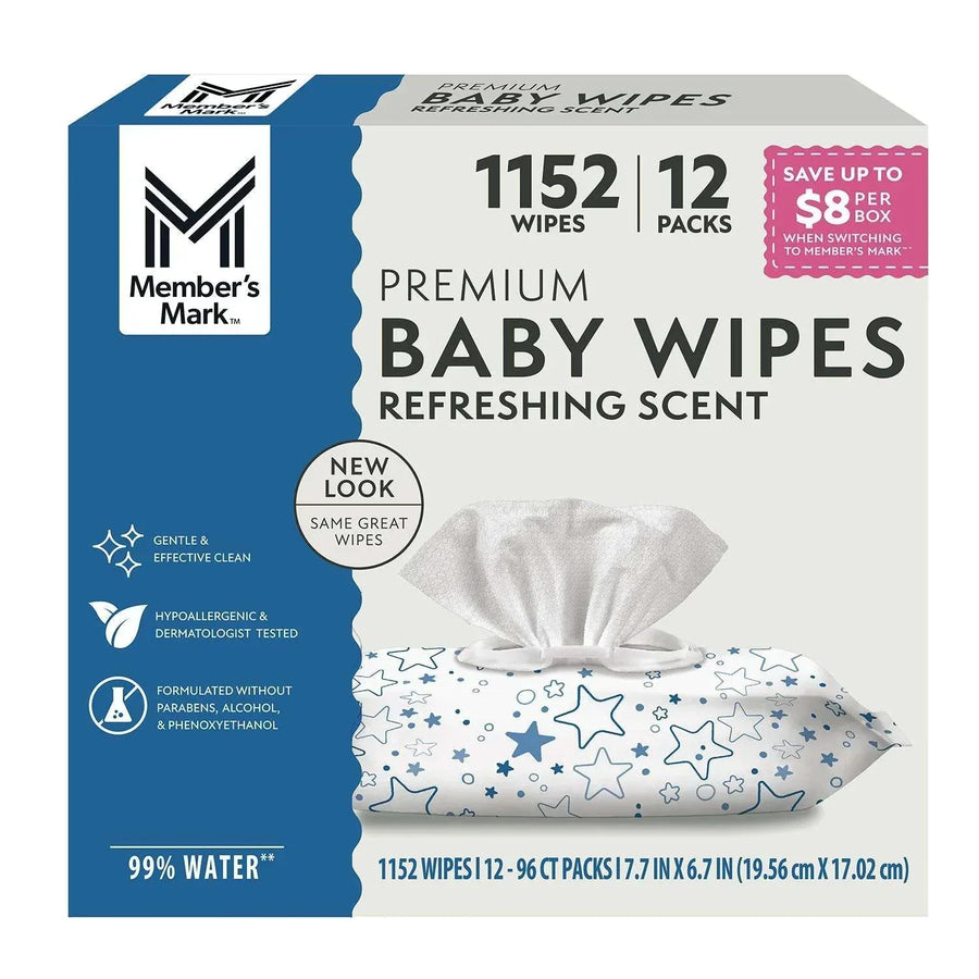 Member's Mark Premium Baby Wipes, Refreshing Clean Scent, 12 pk