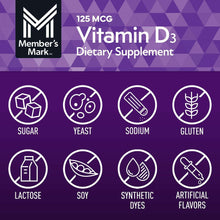 Member's Mark Vitamin D3 Softgels, 125 mcg, 400 ct.