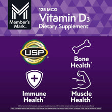 Member's Mark Vitamin D3 Softgels, 125 mcg, 400 ct.