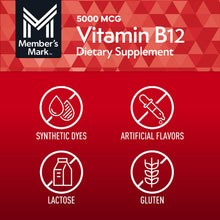 Member’s Mark Vitamin B12 Quick Dissolve Tablets, 5000 mcg, Cherry, 300 ct.