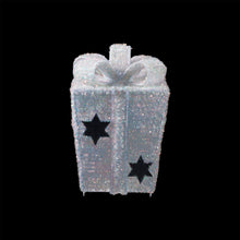 Member's Mark 32" Pre-Lit Iridescent Twinkle Tinsel Gift Box Decor