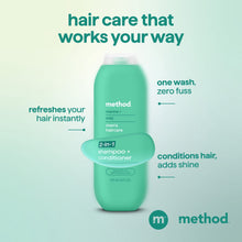 Method Men 2-in-1 Shampoo and Conditioner, Marine + Mist - Cleans and Conditions with Argan and Jojoba Oil - Made without Parabens - 14 oz