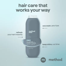 Method Men 2-in-1 Shampoo and Conditioner, Sea + Surf - Cleans and Conditions with Argan and Jojoba Oil - Made without Parabens - 14 oz