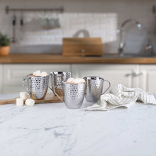 Mikasa Set of 4 Double-wall Hammered Stainless Steel Mugs