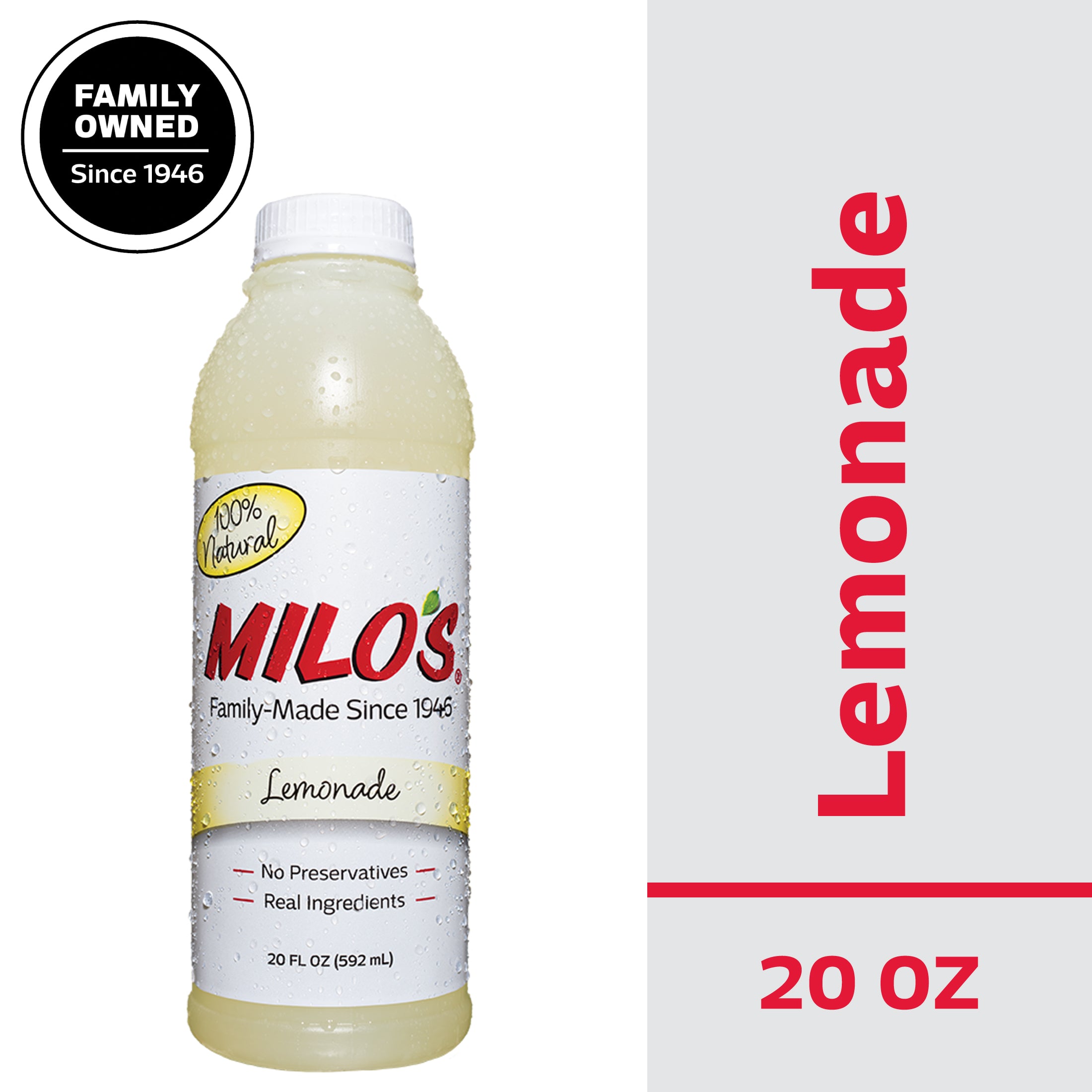 Milo's Lemonade Juice Drink, 100% Natural, 20 fl oz Refrigerated Bottl ...