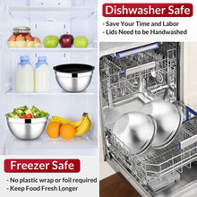 Mixing Bowls with Lids Set of 5, Vesteel Stainless Steel Mixing Bowls Metal Nesting Salad Bowls, Size 4.5, 3, 1.5, 1, 0.7 QT Great for Cooking, Baking, Serving - Blue