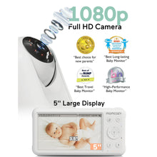 Momcozy BM01 Video Baby Monitor, 1080P 5" HD Baby Monitor with Camera & Wall Mount, Infrared Night Vision, Wireless, Infant/Toddler Use