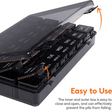 Pastillero mensual, 28 días, compacto y portátil para padres ancianos y pacientes (28 compartimentos). 
