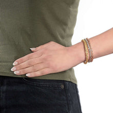 Mosaic Chain Bangle Bracelet Set in Sterling Silver & 18K Gold Plated