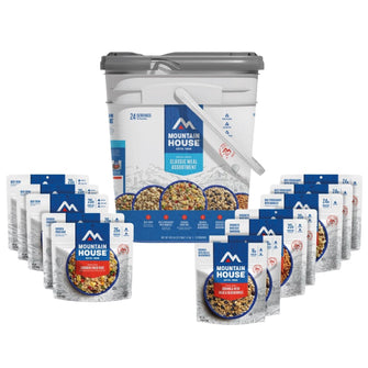 Mountain House Classic Meal Assortment Bucket (24 Total Servings), Freeze-Dried Backpacking & Camping Food