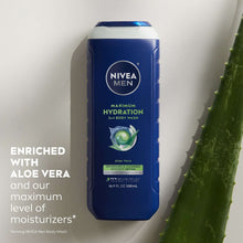 NIVEA MEN Maximum Hydration 3-in-1 Men's Body Wash for Dry Skin with Aloe Vera, 16.9 fl oz