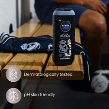 NIVEA MEN Real Madrid Limited Edition Design Active Clean 3-in-1 Men's Body Wash with Charcoal, Vanilla Bourbon Scent, 16.9 fl oz