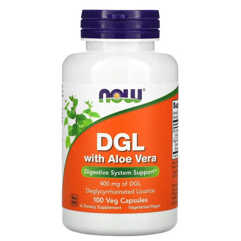 NOW Foods, DGL with Aloe Vera, 400 mg, 100 Veg Capsules– Brands For ...