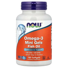 NOW Foods, Omega-3 Mini Gels Fish Oil, 180 Softgels (0.5 g per Softgel) - Brands For Less USA